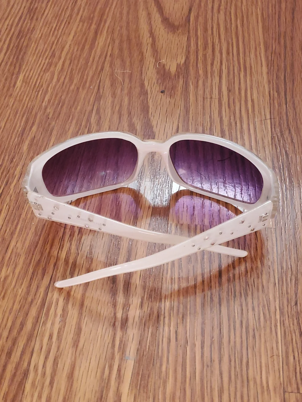 Y2K Purple Lenses With White Frames And Rhinestones On The Sides